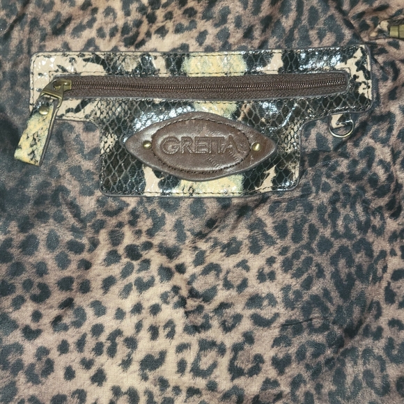 GRETTA Patent Python Hobo Bag Shoulder Black Creme - Picture 15 of 15